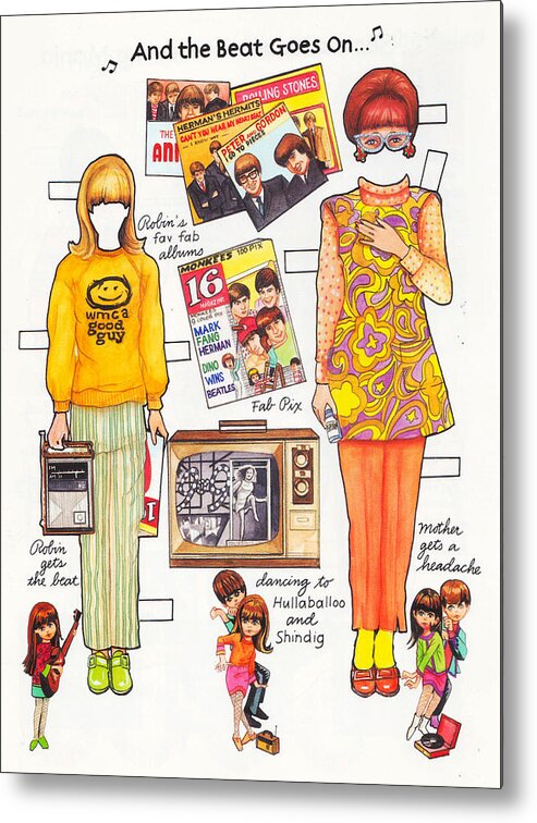 Pop Culture Metal Print featuring the mixed media And the Beat Goes On- This Years Girl by Sally Edelstein
