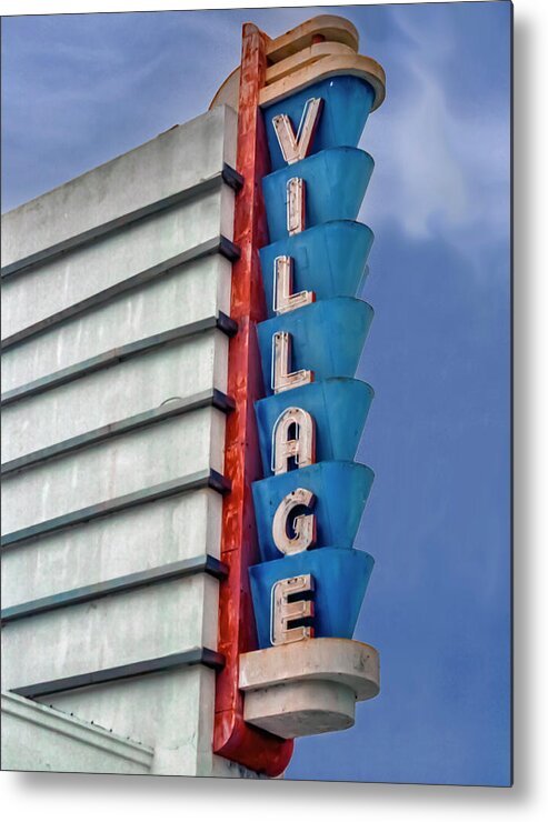 Theater Metal Print featuring the photograph Art Deco Neon Village Theater by Matthew Bamberg