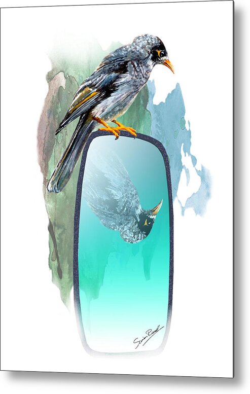 Art Metal Print featuring the painting Australian Noisy Miner by Simon Read