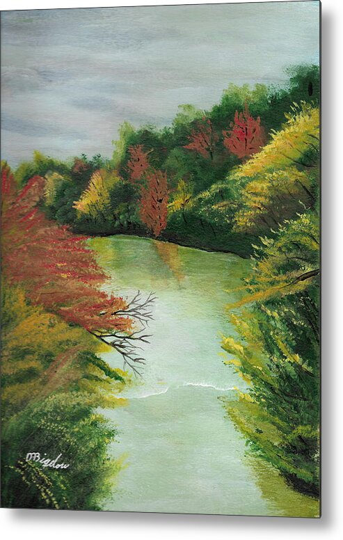 River Metal Print featuring the painting Autum River by David Bigelow