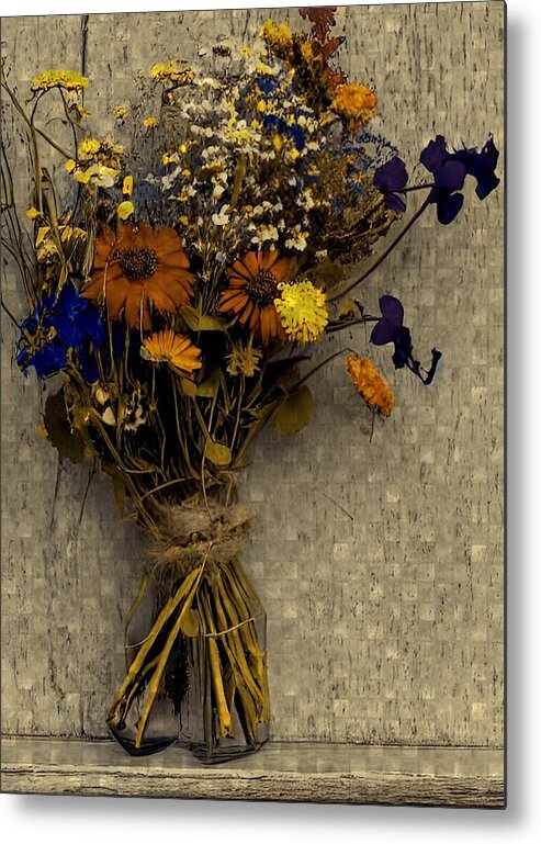 Wildflowers Metal Print featuring the mixed media Autumn Bouquet by Bonnie Bruno