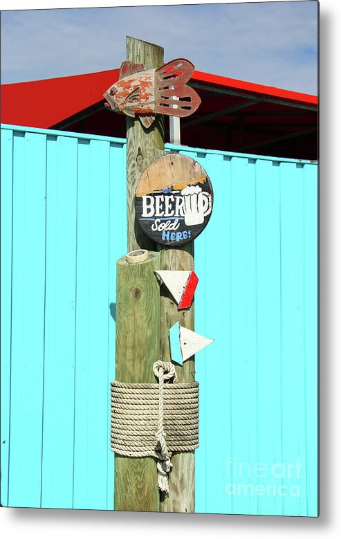 Beer Metal Print featuring the photograph Beer Sign in Southport NC 6703 by Jack Schultz