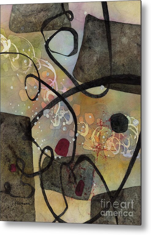 Abstract Metal Print featuring the painting Black Passage 1 by Hailey E Herrera