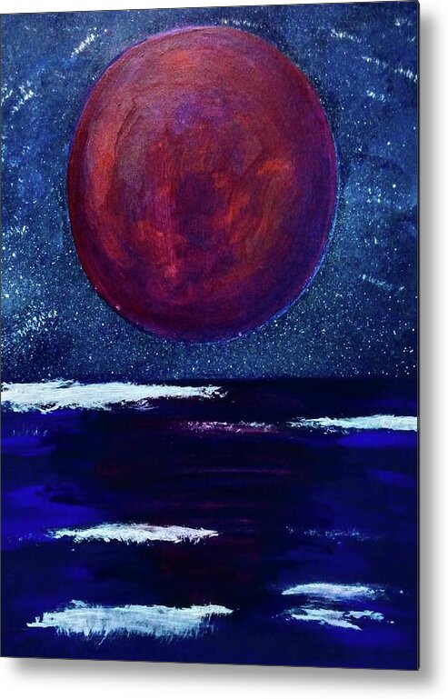 Moon Metal Print featuring the painting Blood Moon by Anna Adams