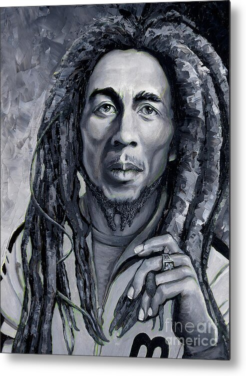 Rasta Metal Print featuring the painting Bob Marley by PJ Kirk