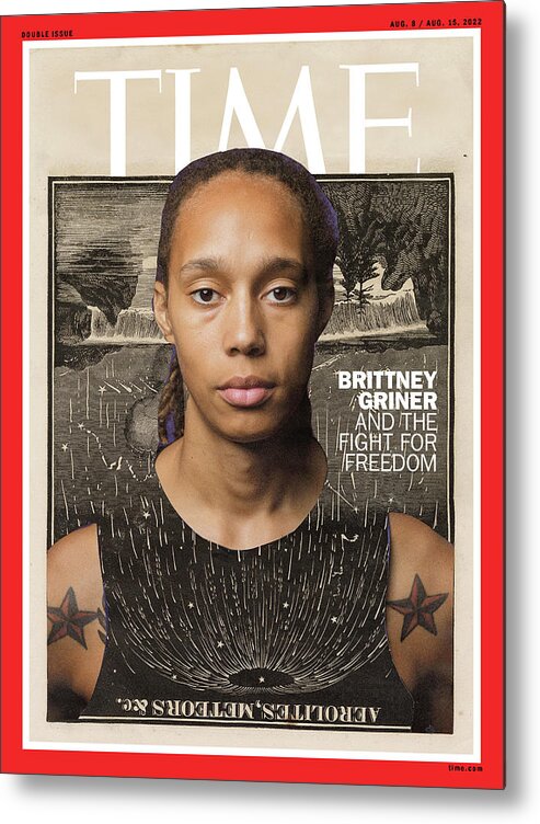 Brittney Griner Metal Print featuring the photograph Brittney Griner by Artwork by Lorna Simpson for TIME - Source photograph by Stephen Gosling NBAE-Getty Images