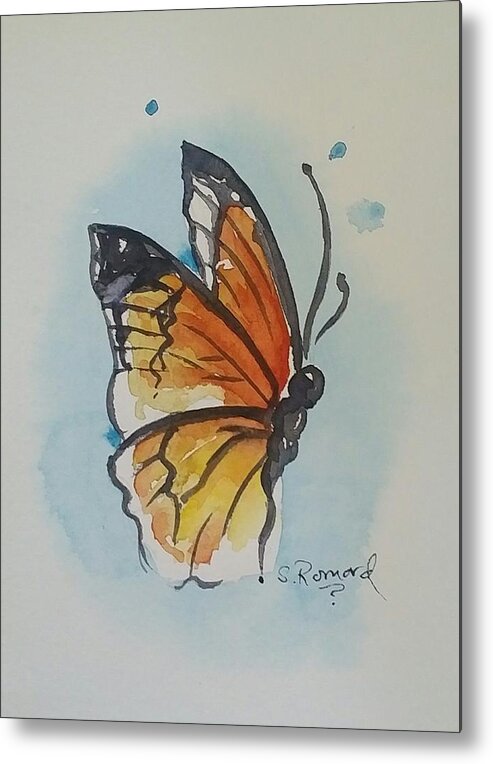  Metal Print featuring the painting Butterfly by Sheila Romard