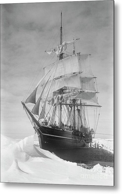 1900s Metal Print featuring the drawing Terra Nova in Antarctic pack ice, 1910 by Scott Polar Research Institute