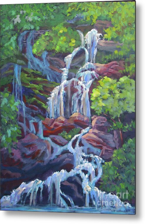 Falls Metal Print featuring the painting Catawba Falls by Anne Marie Brown