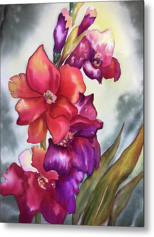  Metal Print featuring the painting Colorful Gladiolus  by Tara Moorman