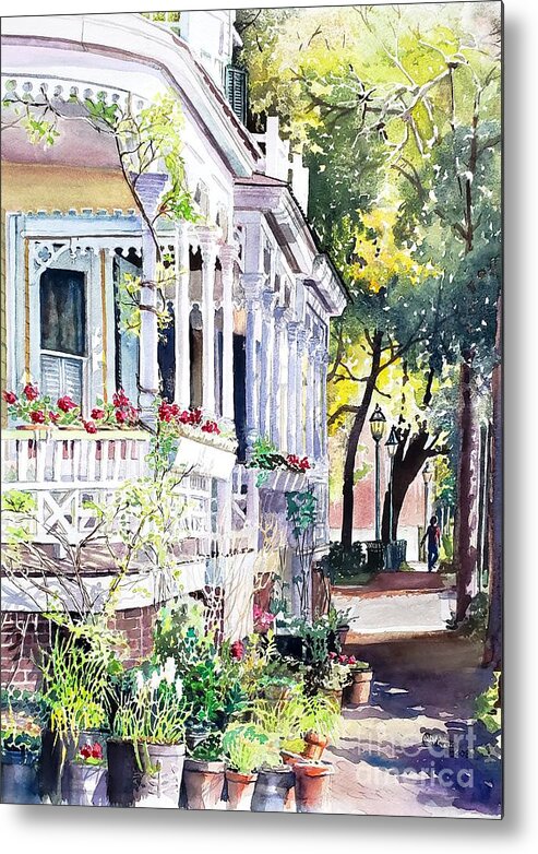 Container Metal Print featuring the painting Container Garden by Merana Cadorette