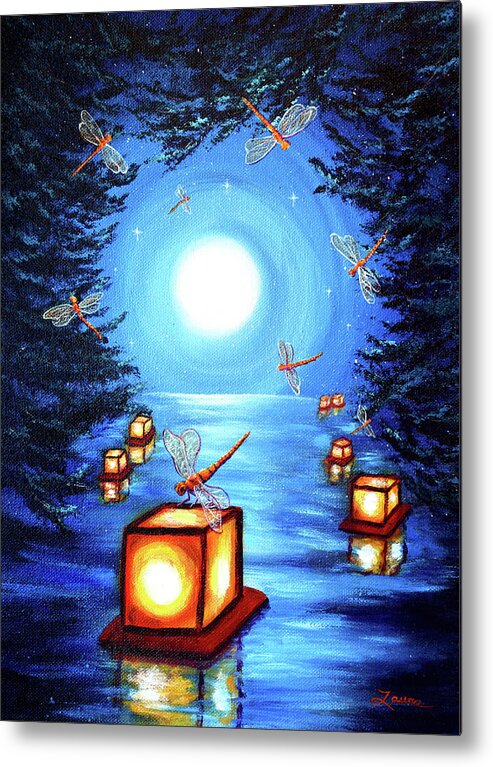 Tourou Metal Print featuring the painting Dance of the Dragonflies by Laura Iverson