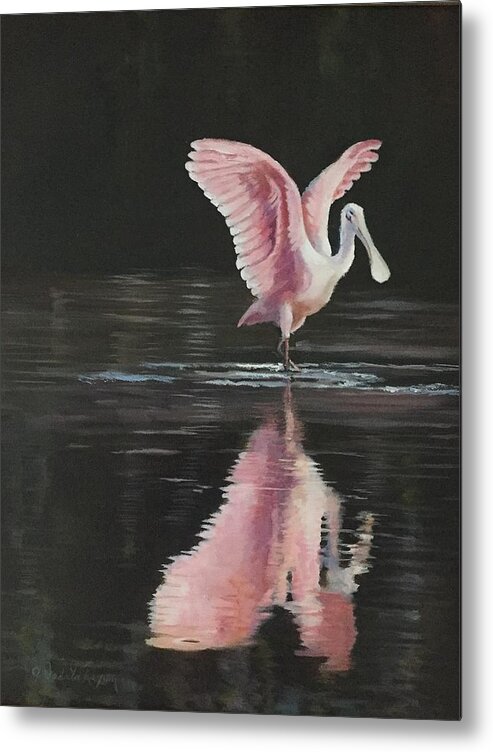 Spoonbill Metal Print featuring the painting Dance of the Spoonbills by Judy Rixom