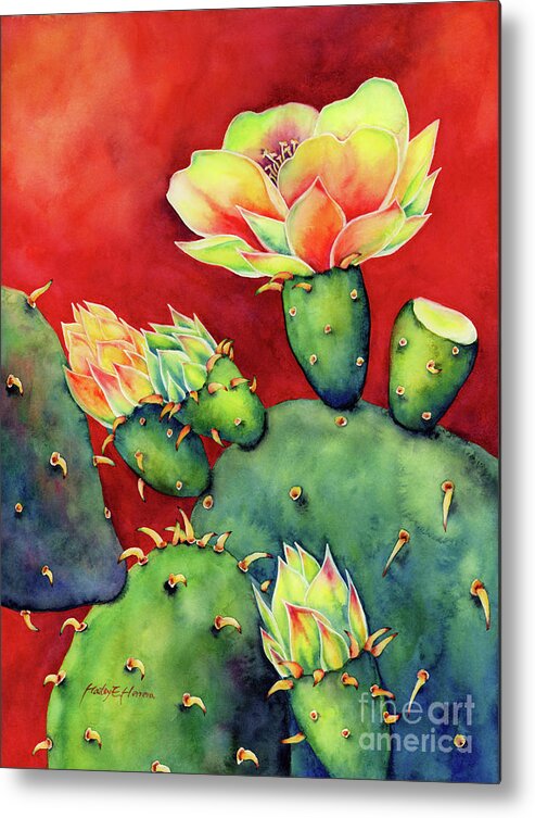 Cactus Metal Poster featuring the painting Desert Bloom by Hailey E Herrera