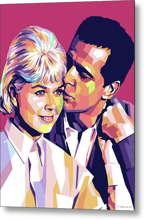 Doris Day Metal Print featuring the painting Doris Day and James Garner by Movie World Posters