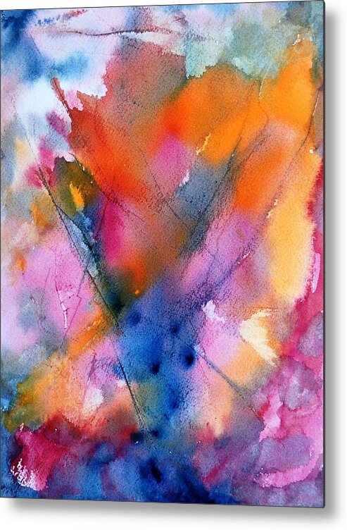 Abstract Metal Print featuring the painting Encounter by Dick Richards