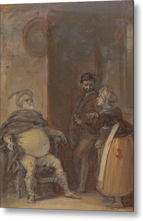 19th Century Metal Print featuring the drawing Falstaff with Mistress Quickly and Bardolph by Robert Smirke