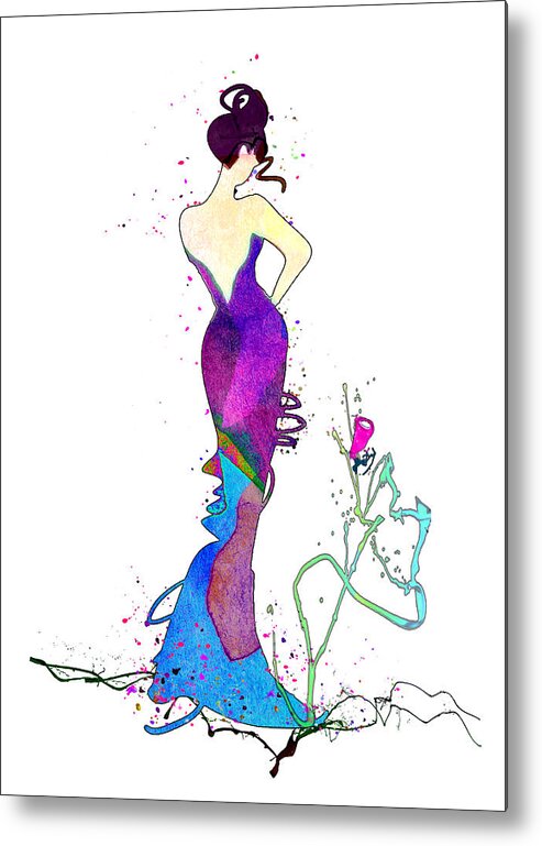 Woman Metal Print featuring the mixed media Fashion Model 07 by Miki De Goodaboom