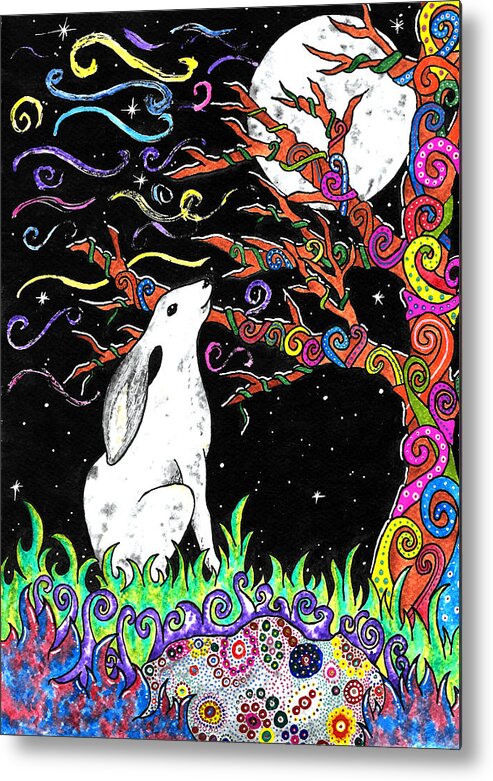 Hare Metal Print featuring the painting Festival Hare by Gemma Reece-Holloway