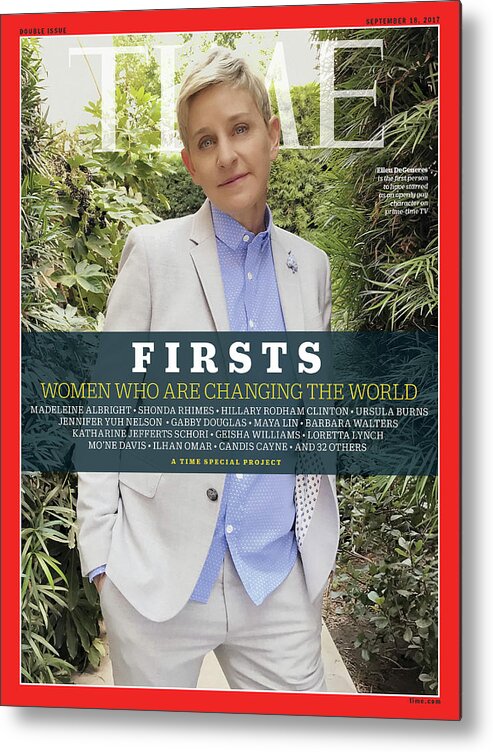 Ellen Degeneres Metal Print featuring the photograph Firsts - Women Who Are Changing the World, Ellen Degeneres by Photograph by Luisa Dorr for TIME