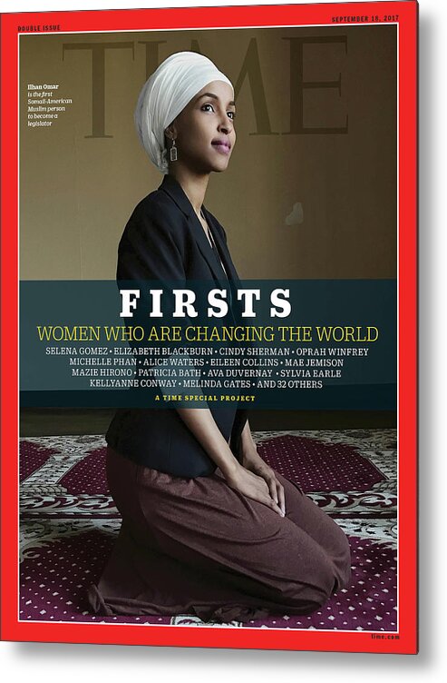 Ilhan Omar Metal Print featuring the photograph Firsts - Women Who Are Changing the World, Ilhan Omar by Photograph by Luisa Dorr for TIME