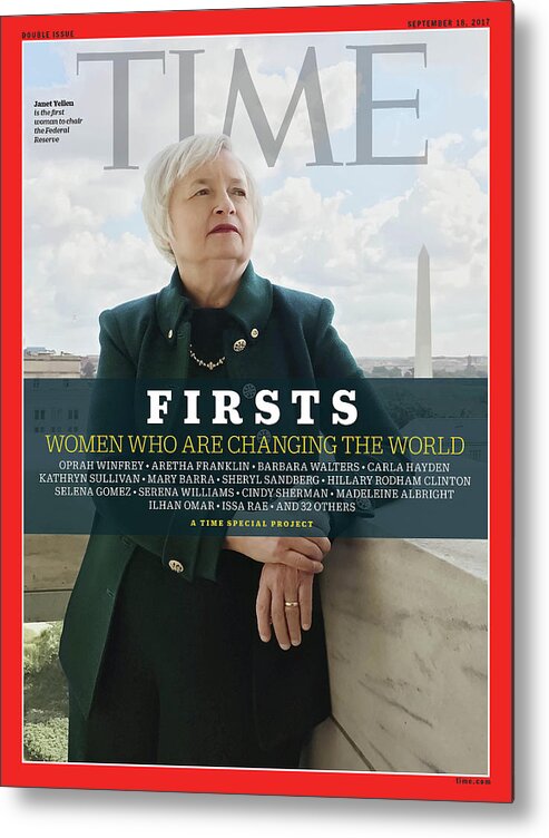 Janet Yellen Metal Print featuring the photograph Firsts - Women Who Are Changing the World, Janet Yellen by Photograph by Luisa Dorr for TIME