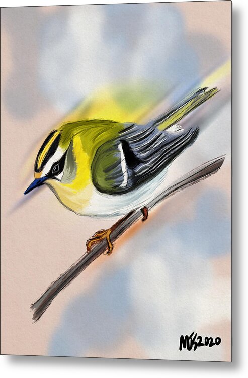 Birds Metal Print featuring the digital art Flashing Yellow by Michael Kallstrom