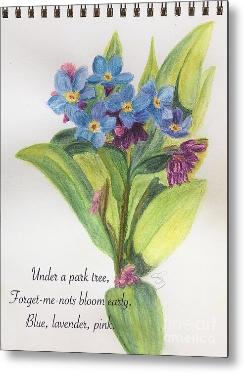Wildflower Metal Print featuring the painting Forget-me-not by Susan Sarabasha