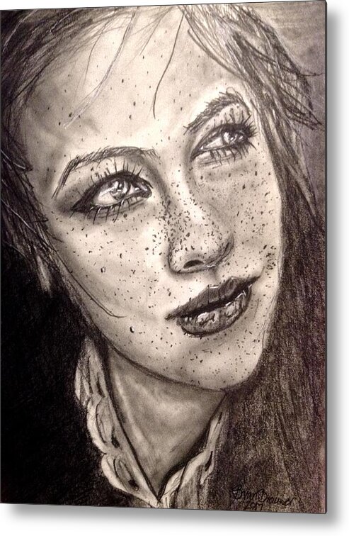 Young Metal Print featuring the drawing Freckles by Bryan Brouwer