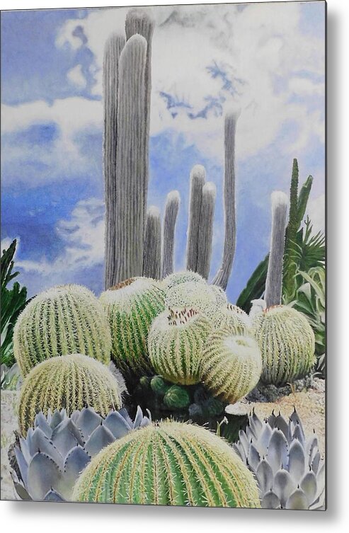 Desert Landscape Metal Print featuring the painting Fuzzy Thorns by Ben Saturen