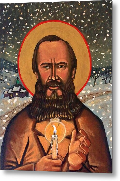 Bearded Man Metal Print featuring the painting Fyodor Dostoevsky by Kelly Latimore