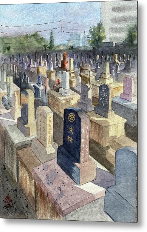 Graveyard Metal Print featuring the painting Garden of the Issei by Kelly Miyuki Kimura