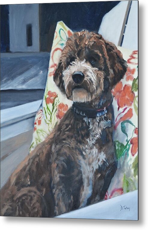 Paintings Metal Print featuring the painting Gio the Cockapoo Pet Portrait by Donna Tuten