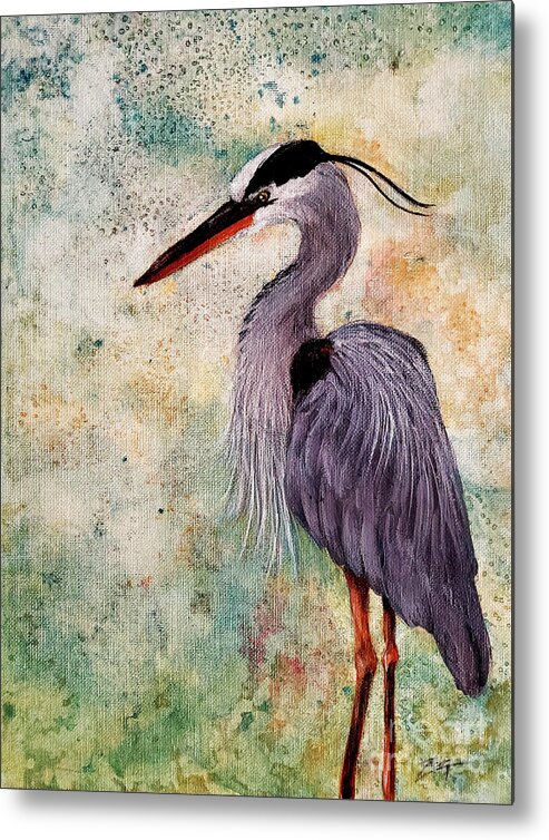 Wildlife Metal Print featuring the painting Great Blue Heron by Zan Savage
