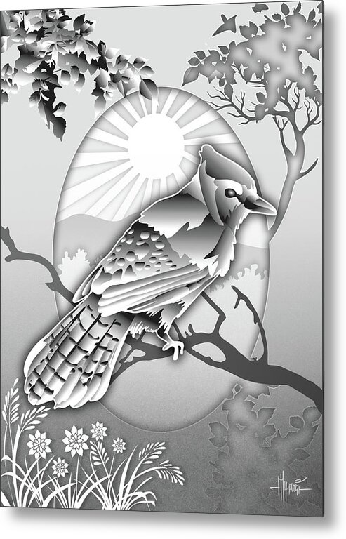 Cheerful Metal Print featuring the painting Grey Bird by Anthony Mwangi
