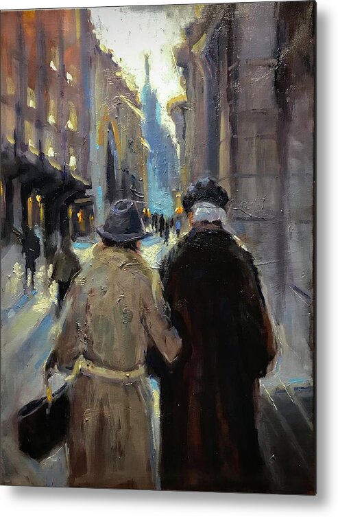 Couple Metal Print featuring the painting Growing old together by Ashlee Trcka