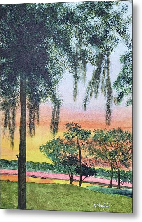 St Helena Island Metal Print featuring the painting Hanging Moss by Ann Frederick