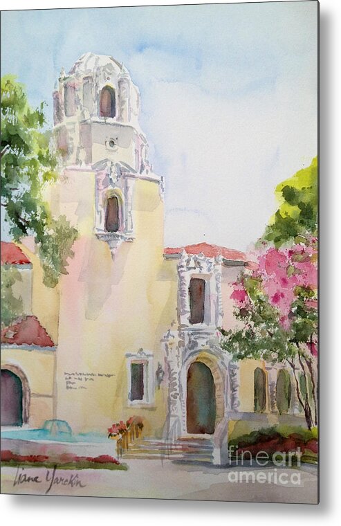 Hp Metal Print featuring the painting Highland Park Town Hall and Library by Liana Yarckin