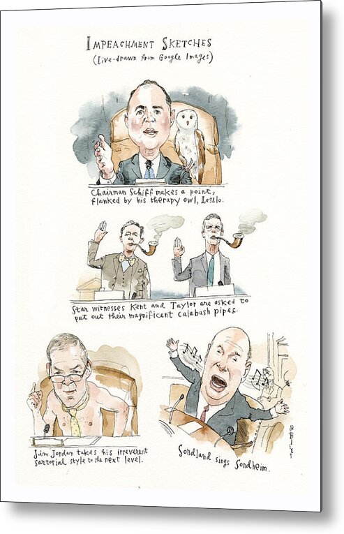 Impeachment Sketches Metal Print featuring the painting Impeachment Sketches by Barry Blitt
