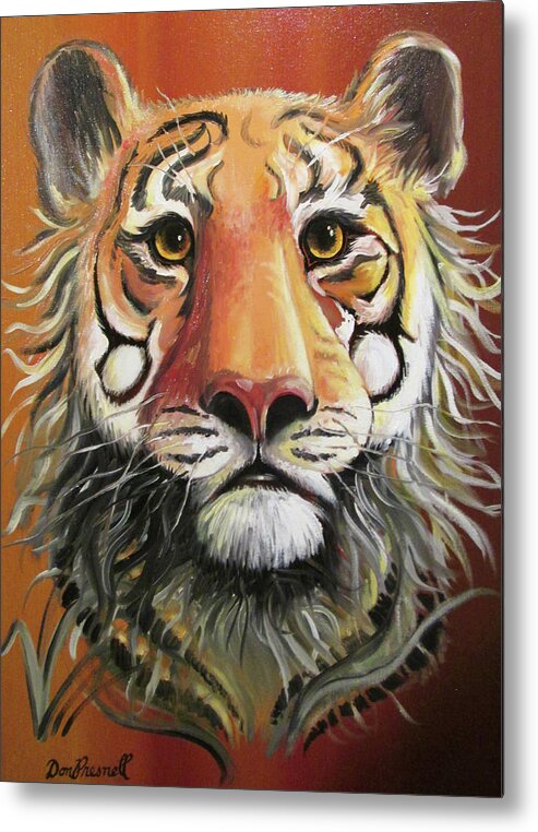 Tiger Metal Print featuring the painting Intent Tiger by Donald Presnell