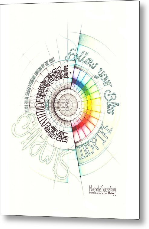 Inspiration Metal Print featuring the drawing Intuitive Geometry Inspirational - Follow your Bliss... by Nathalie Strassburg