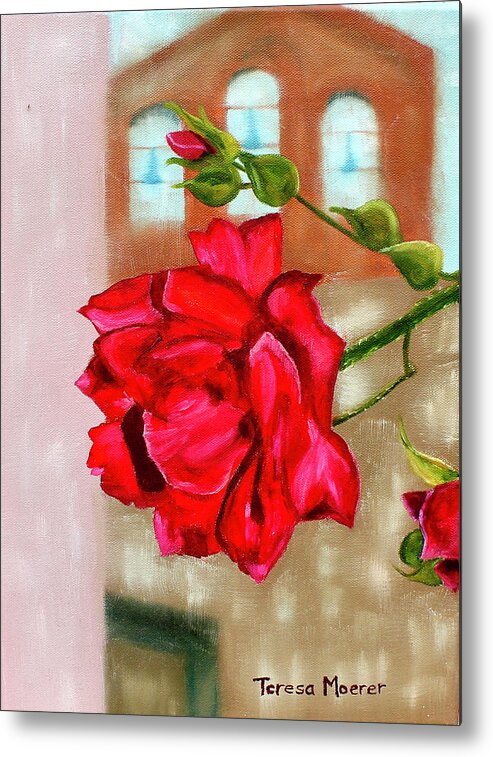Rose Metal Print featuring the painting Italian Rose by Teresa Moerer