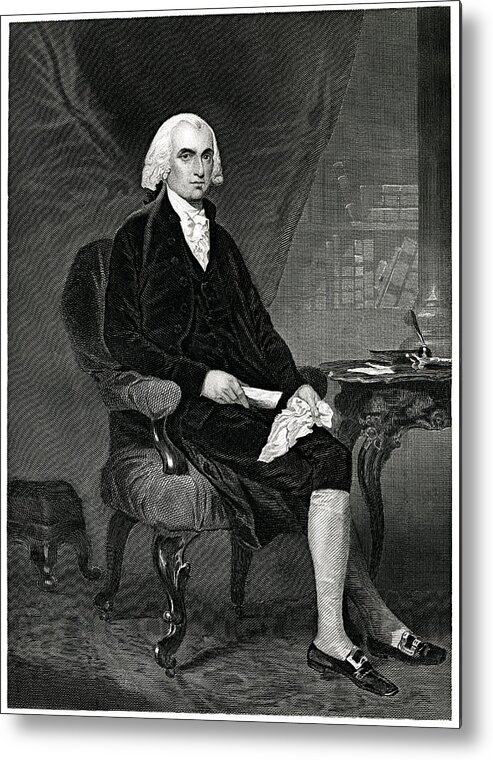Engraving Metal Print featuring the drawing James Madison by Traveler1116