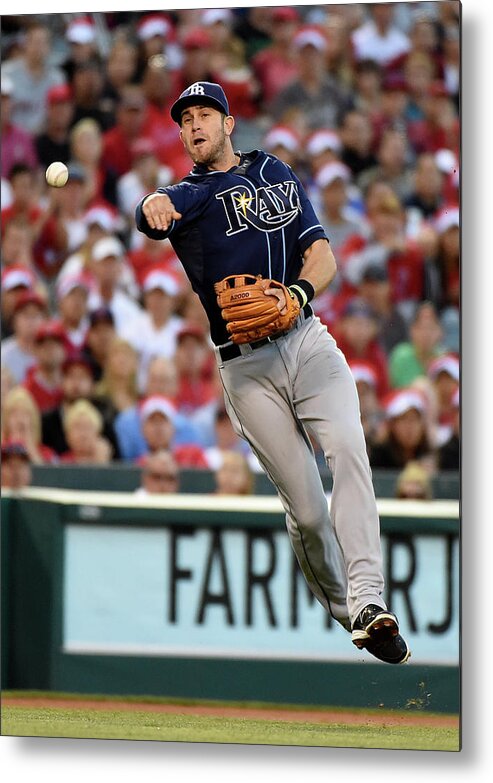 People Metal Print featuring the photograph Johnny Giavotella and Evan Longoria by Harry How