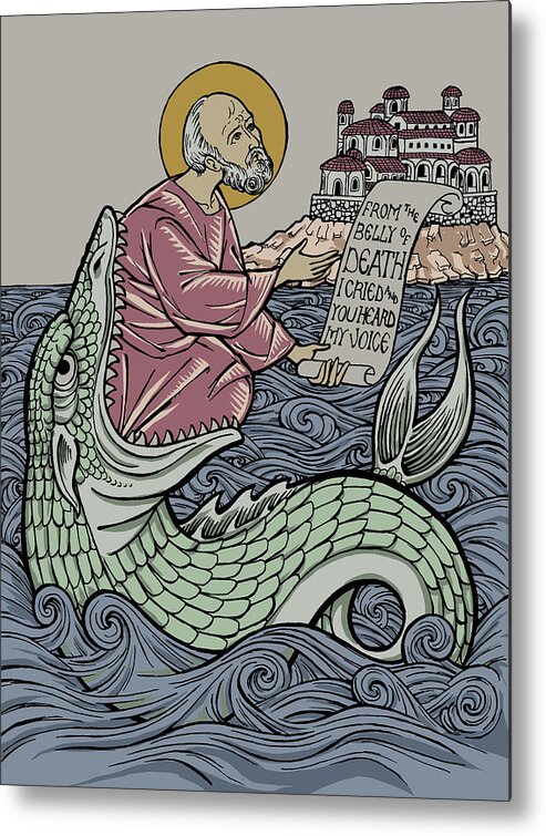 Jonah Metal Print featuring the drawing Jonah and The Sea Monster by Jonathan Pageau