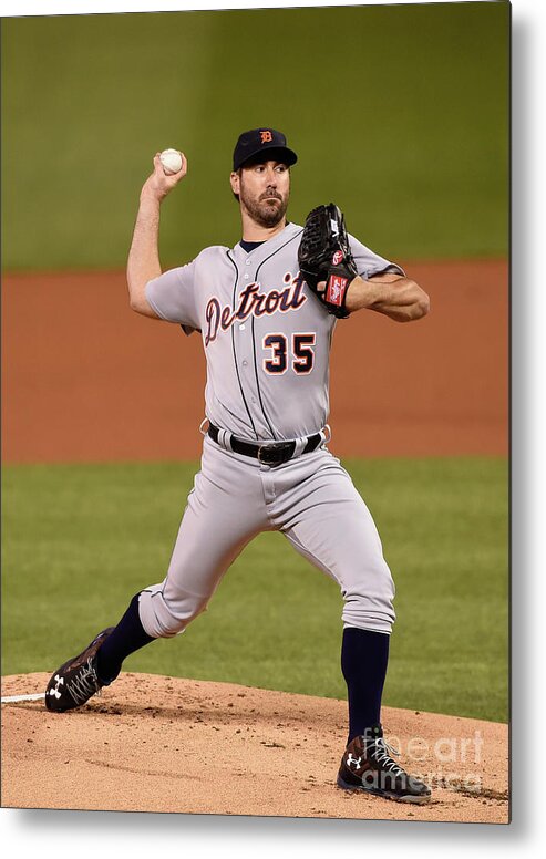 Game Two Metal Print featuring the photograph Justin Verlander by Hannah Foslien
