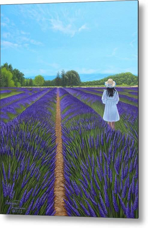 Landscape Metal Print featuring the painting Lady in Lavender by Adrienne Dye