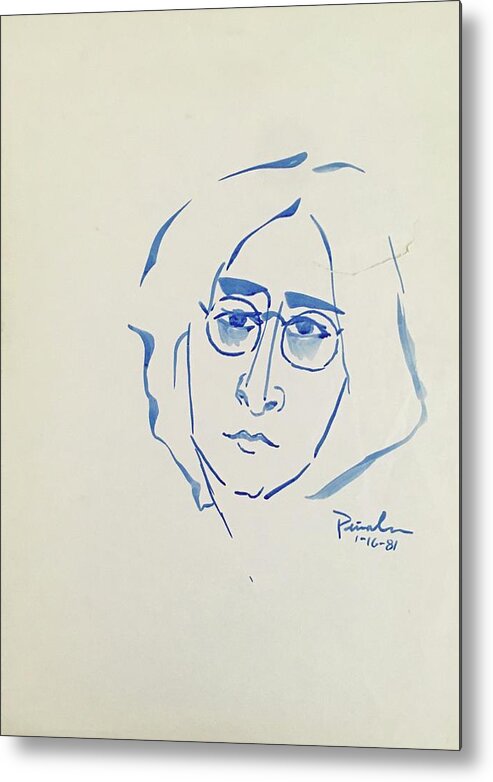 Ricardosart37 Metal Print featuring the painting Lennon 1-16-81 by Ricardo Penalver deceased