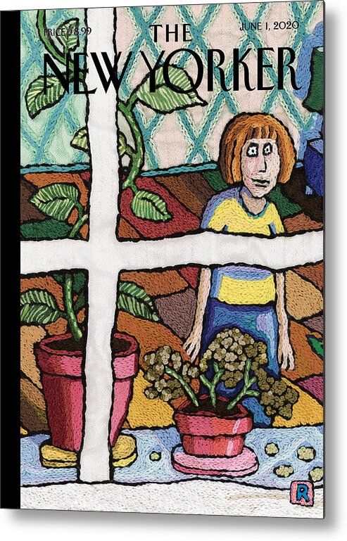 Embroidery Metal Print featuring the tapestry - textile Lockdown Sampler by Roz Chast