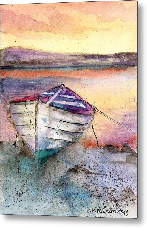 Boat Metal Print featuring the painting Lonely Boat by Espero Art